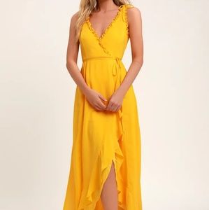 Lulus Yellow High-Low Maxi Dress
